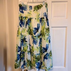 Chaps Petite Floral Maxi Skirt in Blue and Green